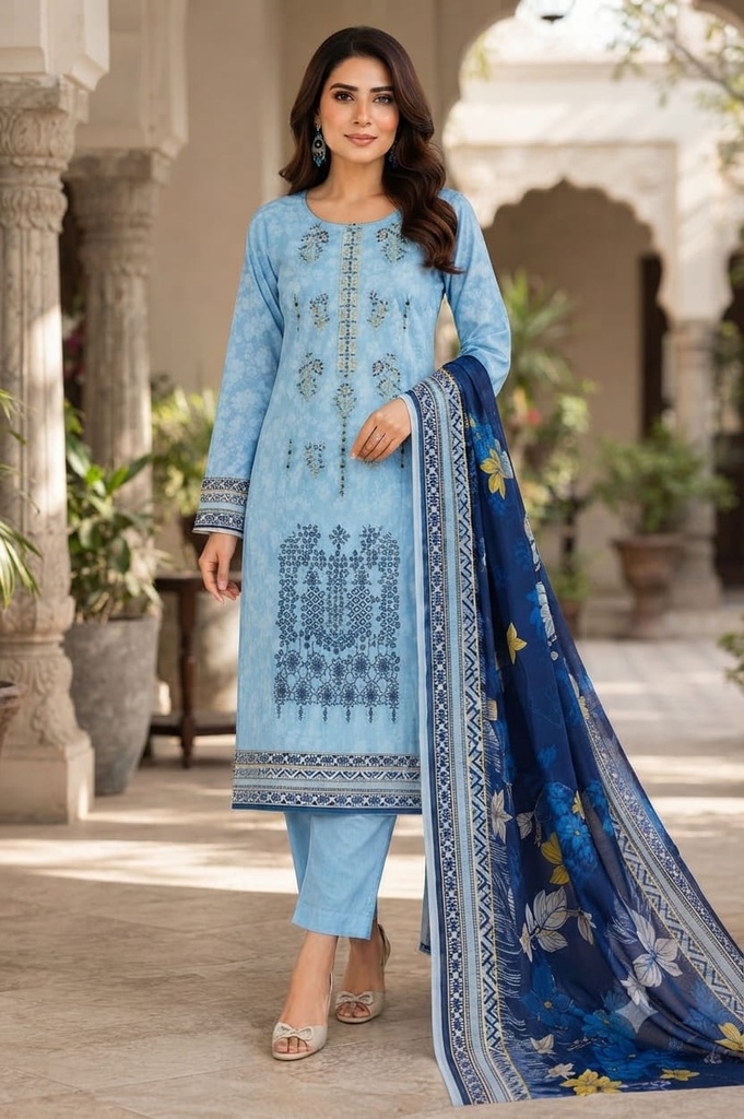 Premium Lawn 3-Pc Cool Blue