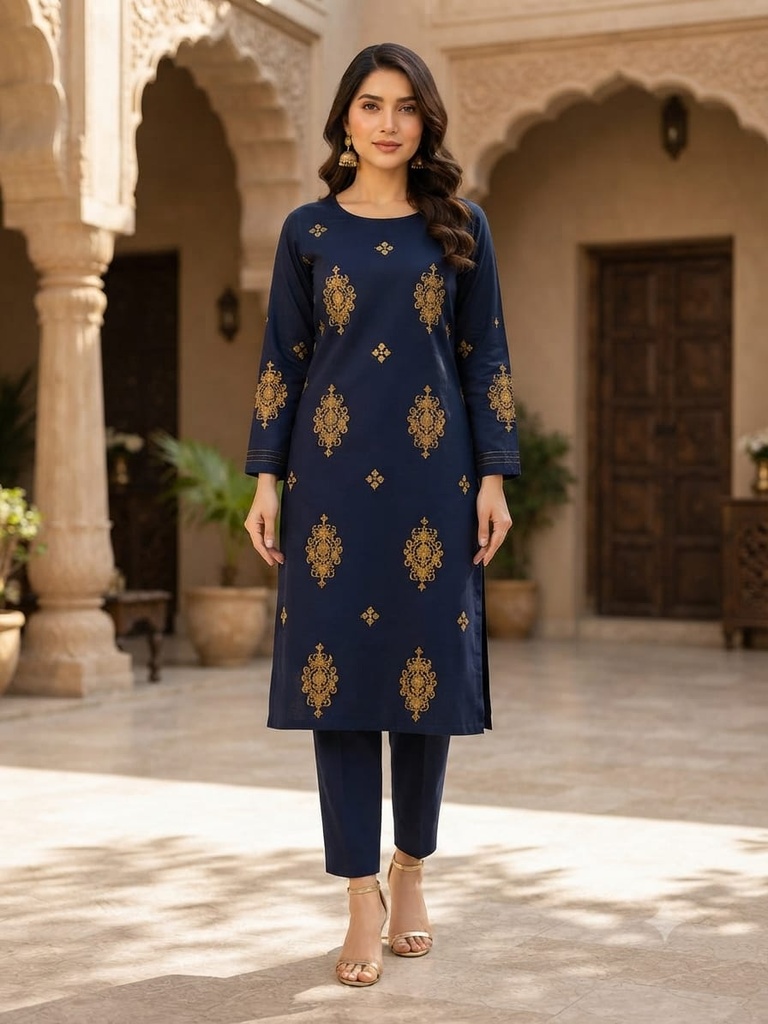 Premium Lawn 2-Piece Suit DBlue