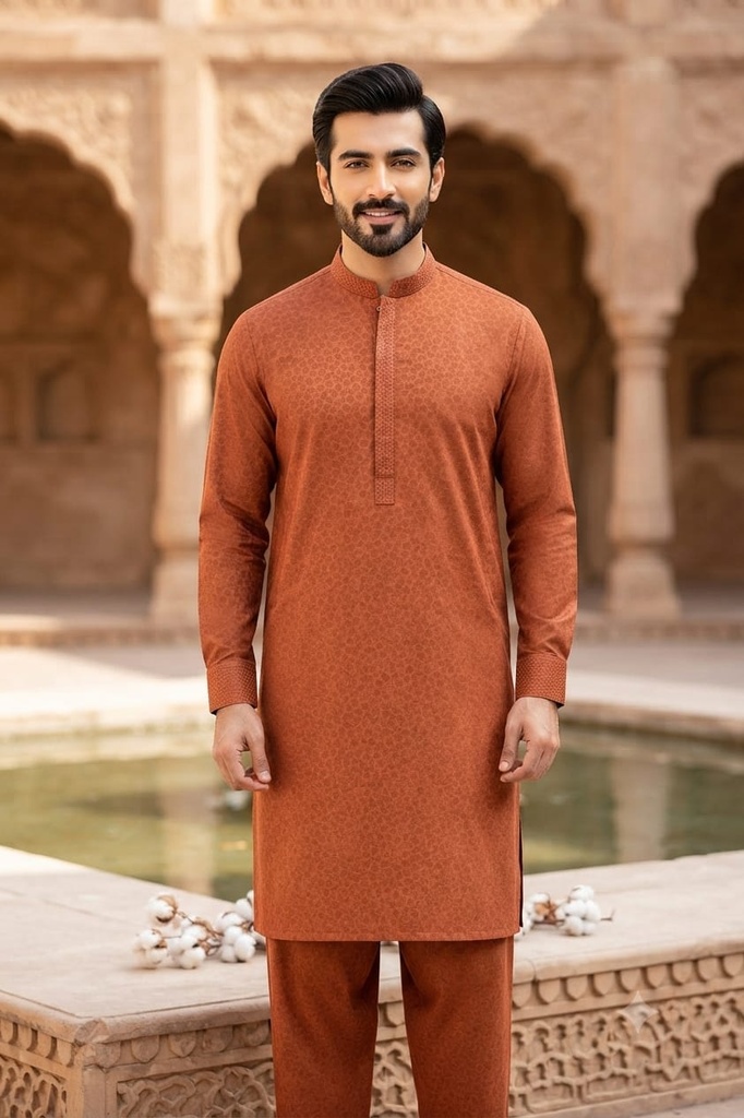 Premium Men's Cotton Suit Orange