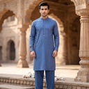 Premium Men's Cotton Suit Sky Blue
