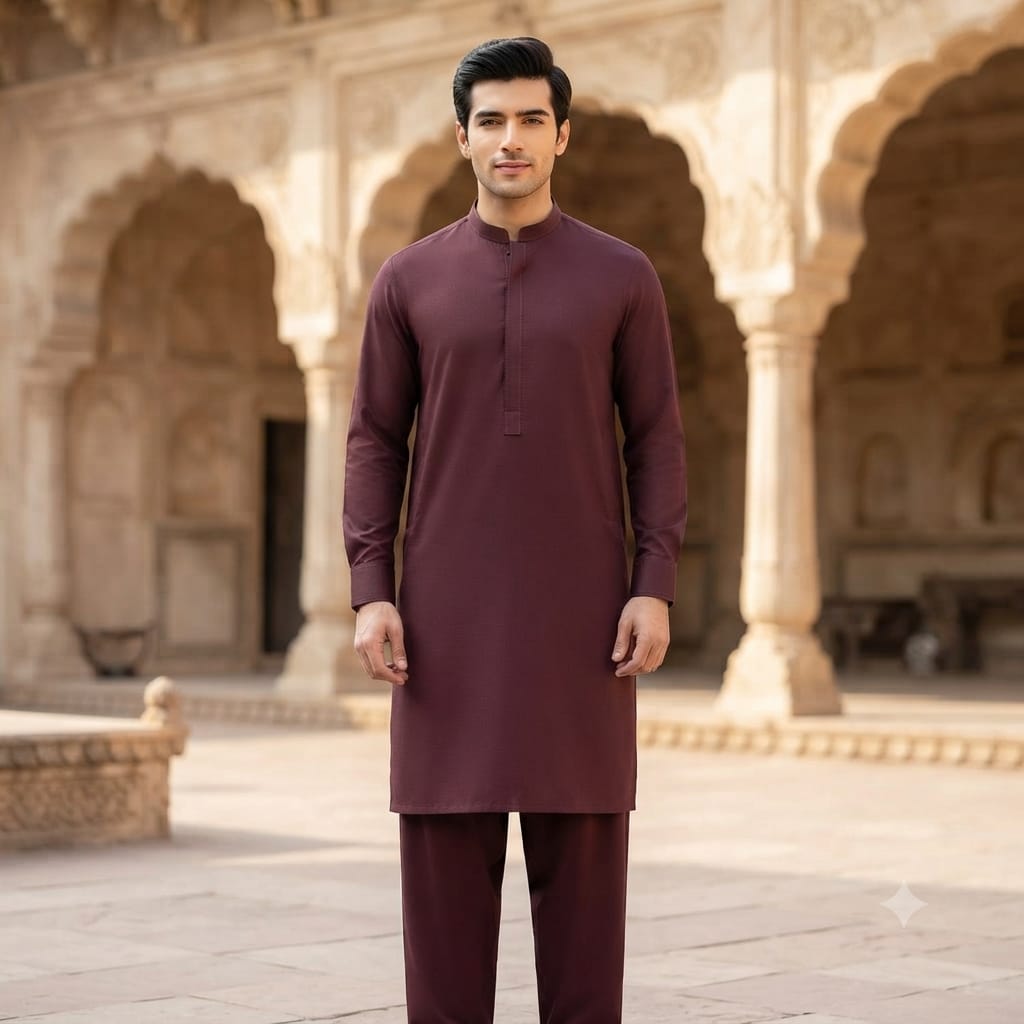 Premium Men's Wash & Wear Suit Mahroon