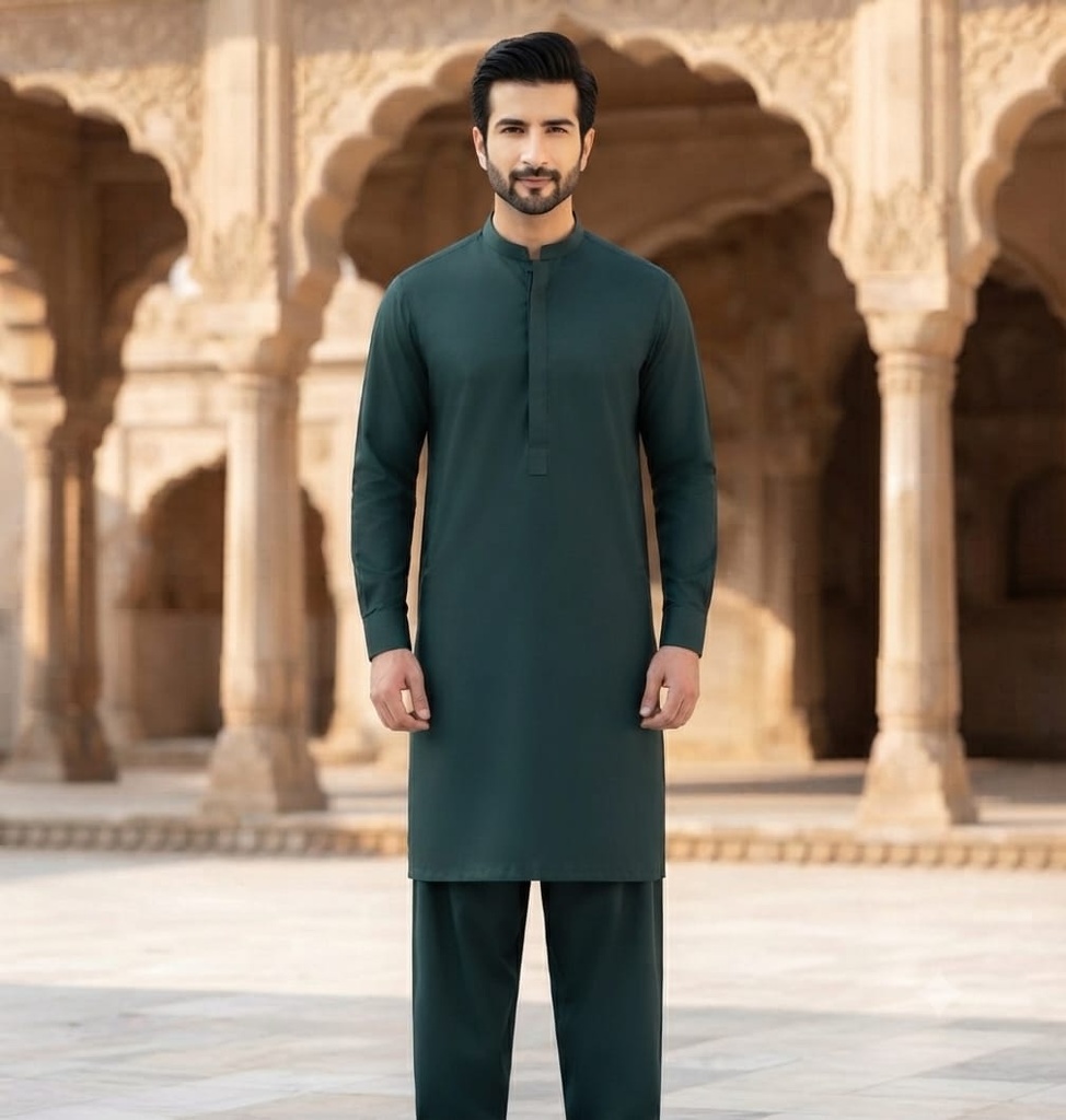 Premium Men's Wash & Wear Suit DGreen