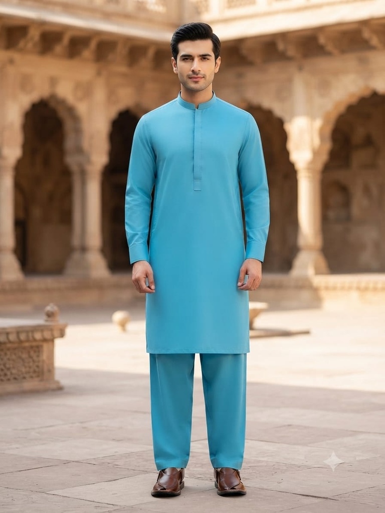 Premium Men's Wash & Wear Suit Sky Blue