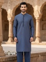 Premium Men's Summer Khaddar Suit Navy Blue