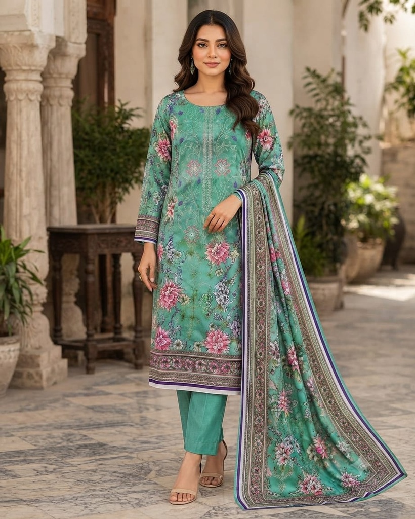 Premium Lawn 3-Piece Suit Sami Green